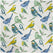 Songbird Blue Floral Dune Cotton Textured Printed Custom Curtain