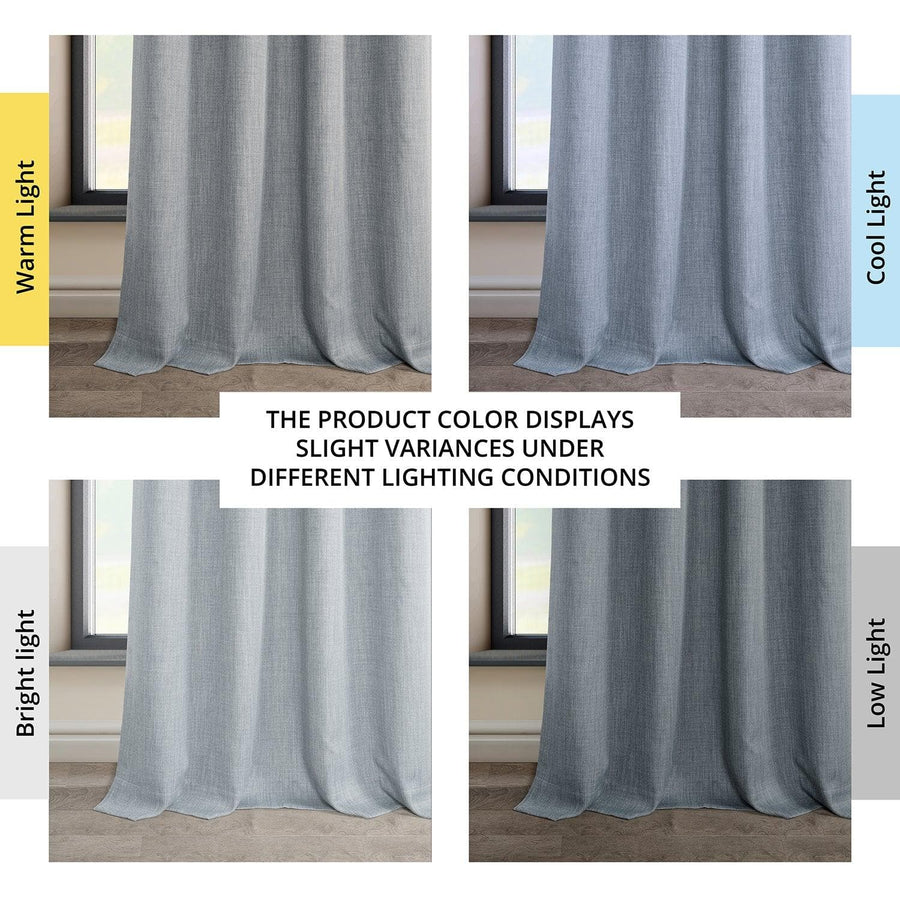Heather Grey Grommet Textured Faux Linen Room Darkening Curtain - HalfPriceDrapes.com