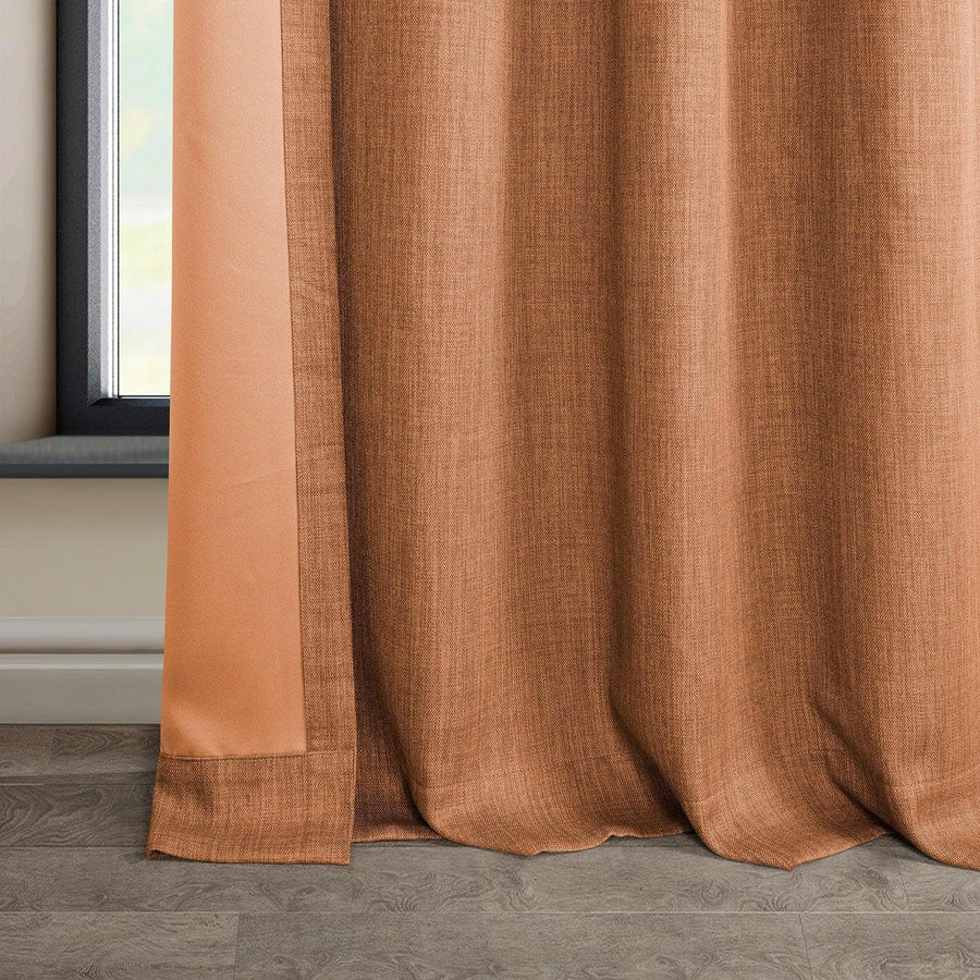 Desert Orange Grommet Textured Faux Linen Room Darkening Curtain - HalfPriceDrapes.com
