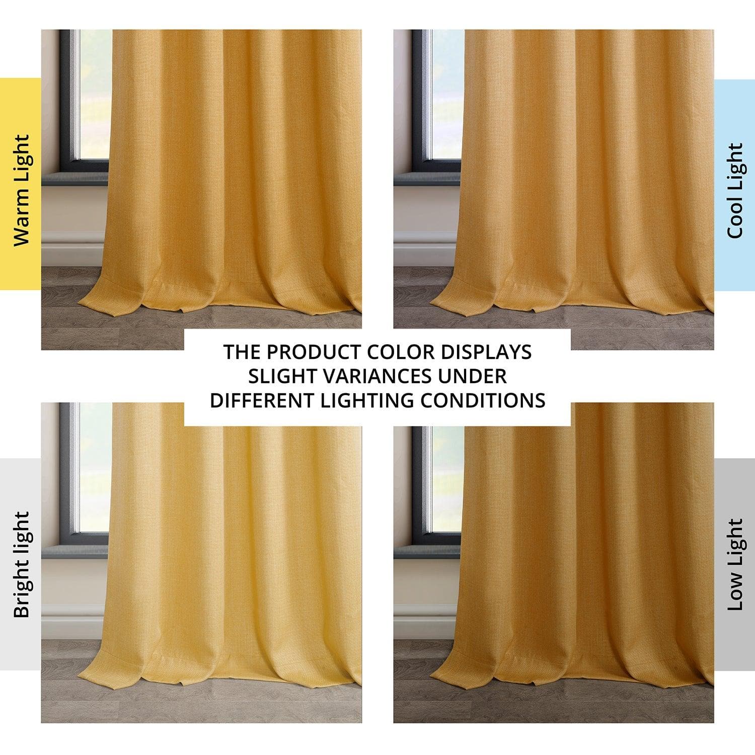 Dandelion Gold Grommet Textured Faux Linen Room Darkening Curtain