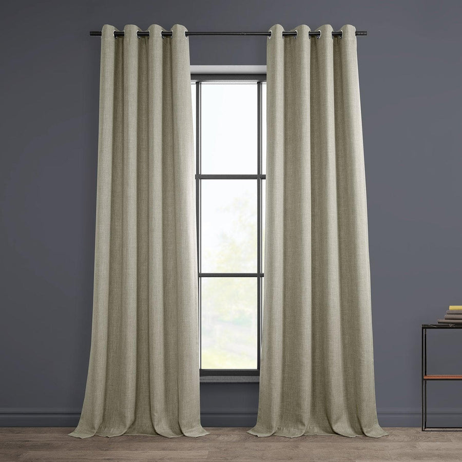 Oatmeal Grommet Textured Faux Linen Room Darkening Curtain - HalfPriceDrapes.com