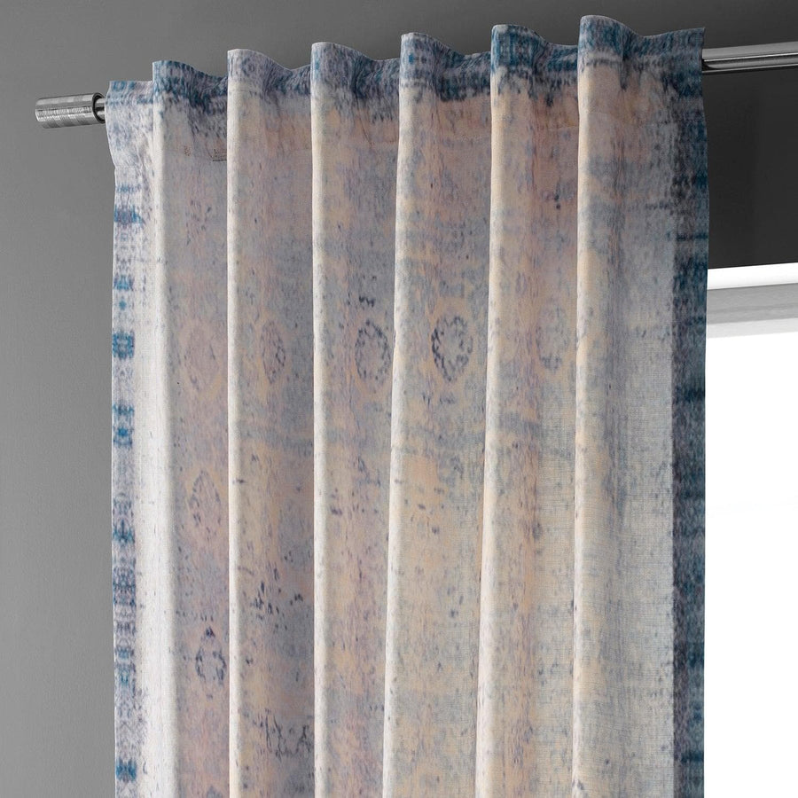 Beach Greige Textured Printed Cotton Room Darkening Curtain - HalfPriceDrapes.com