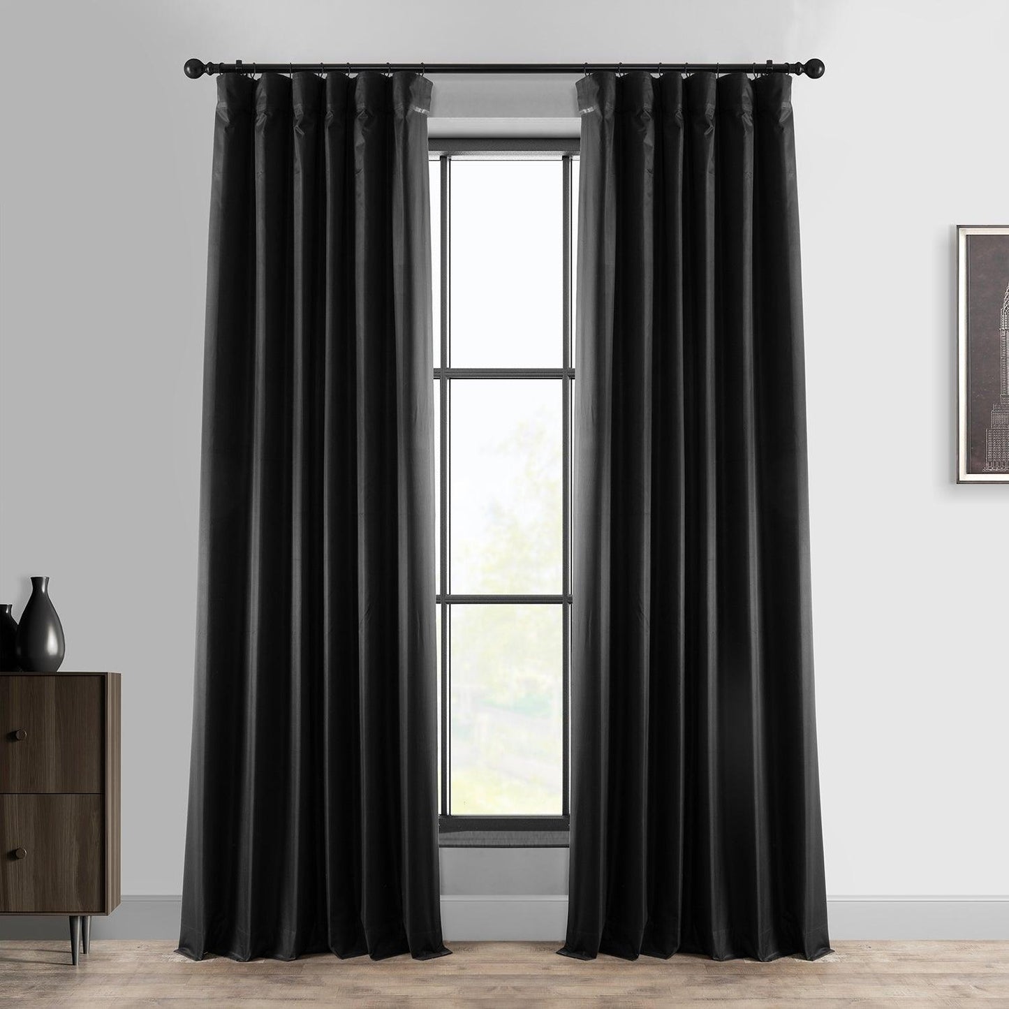 Deep Black Hotel Blackout Curtain - HalfPriceDrapes.com