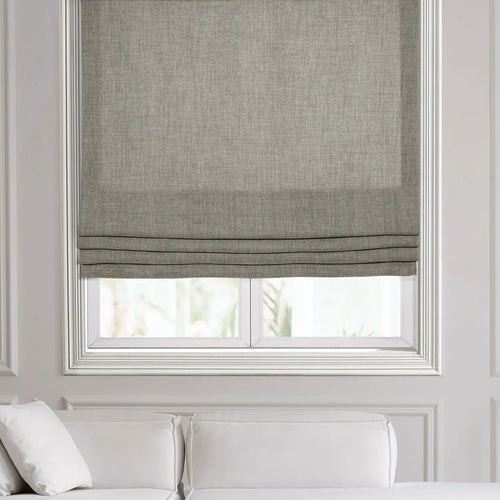 Fossil Grey Italian Faux Linen Roman Shade