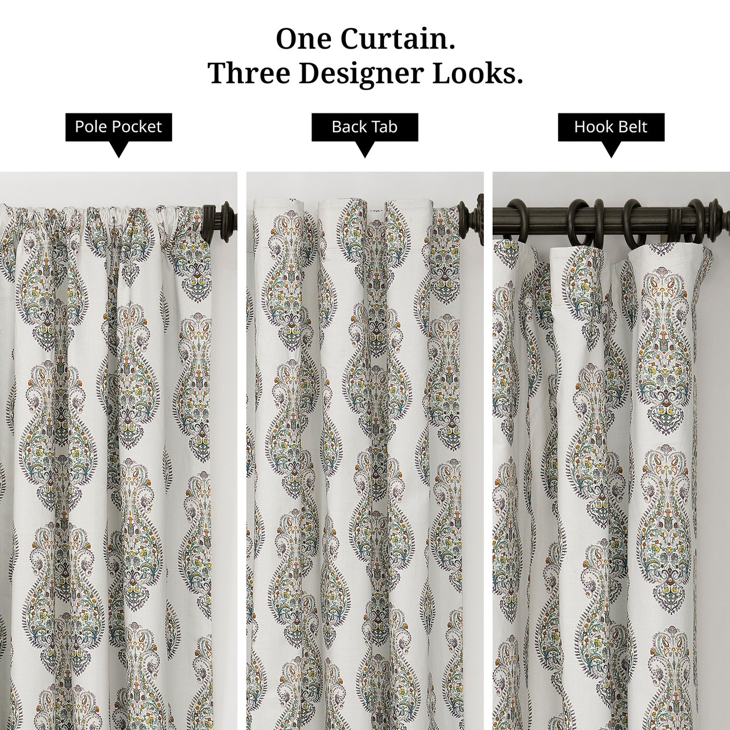 Mughal Medallion Paisley Dune Cotton Textured Printed Custom Curtain