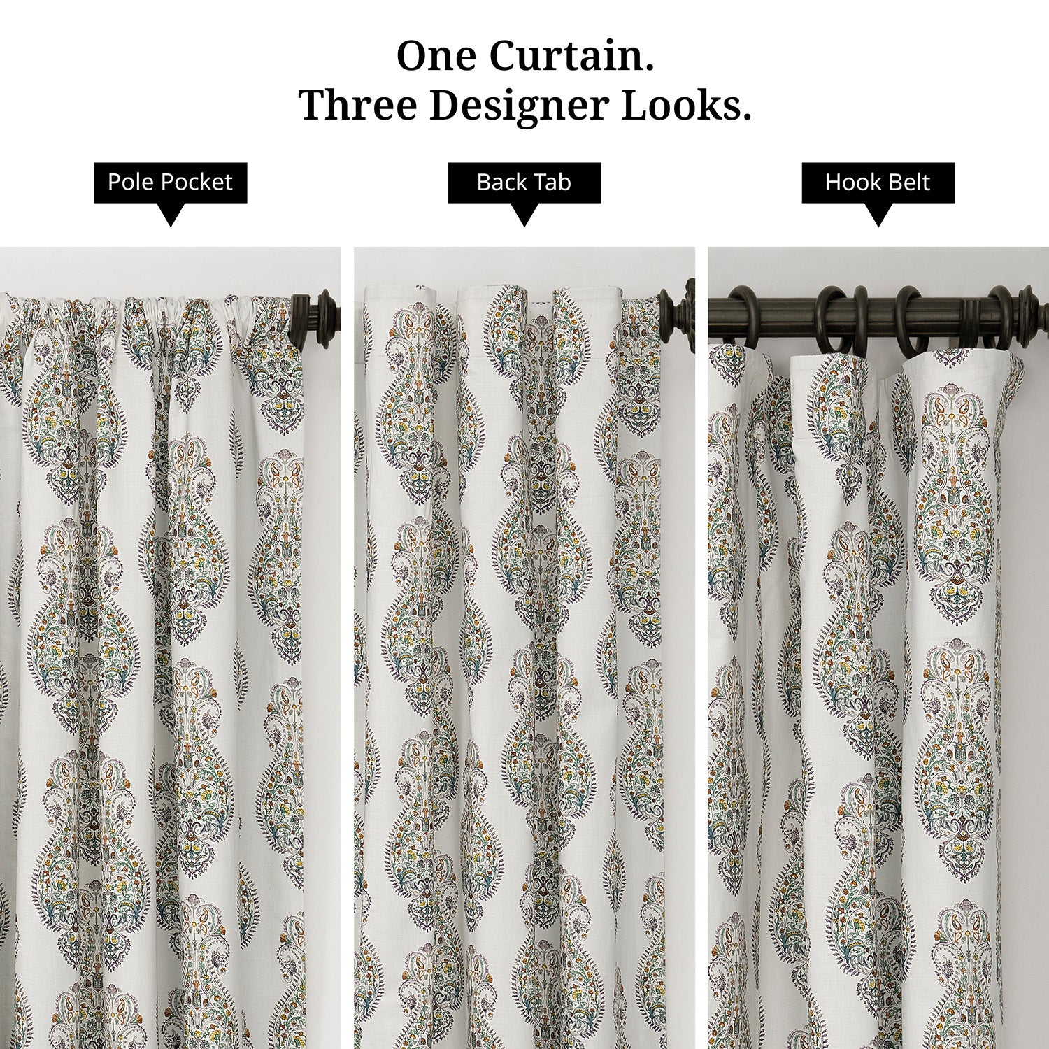 Mughal Medallion Paisley Dune Cotton Textured Printed Custom Curtain