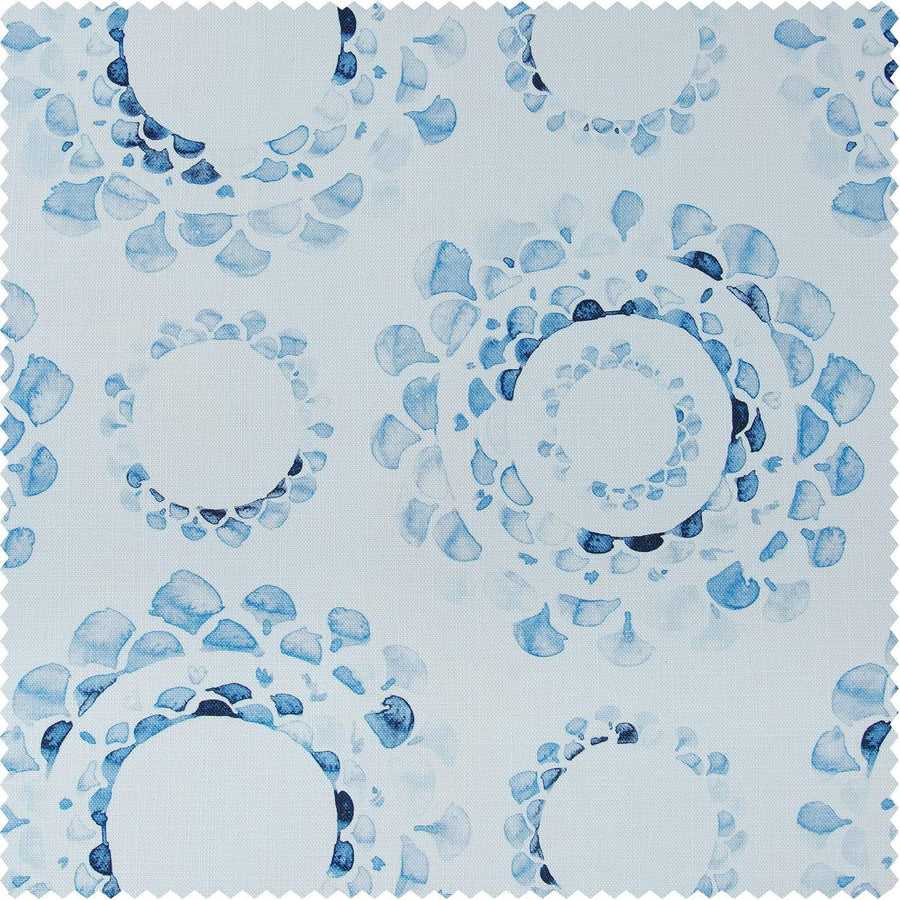 Droplets Light Blue Textured Printed Cotton Room Darkening Swatch - HalfPriceDrapes.com