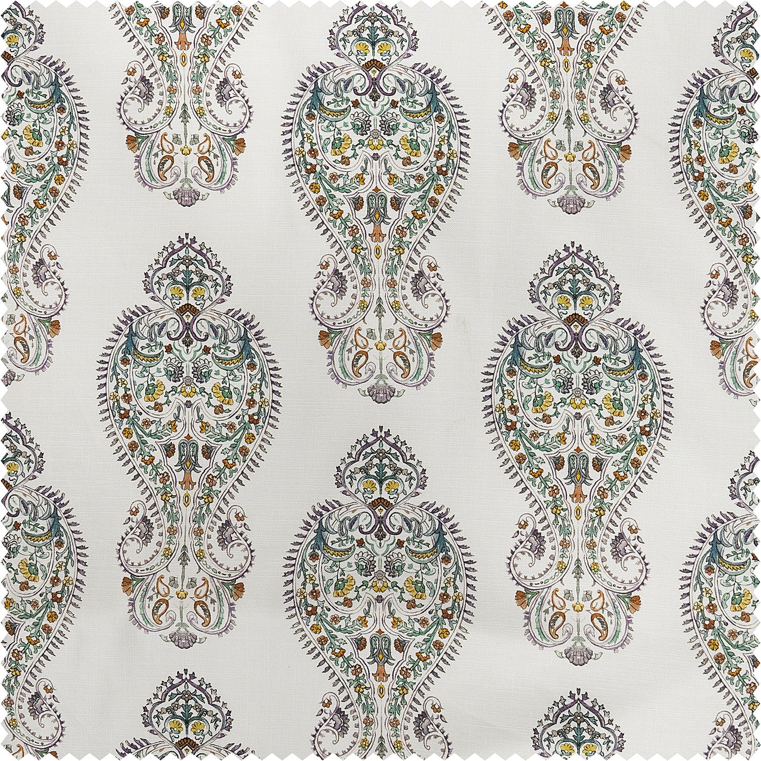 Mughal Medallion Paisley Dune Cotton Textured Printed Swatch