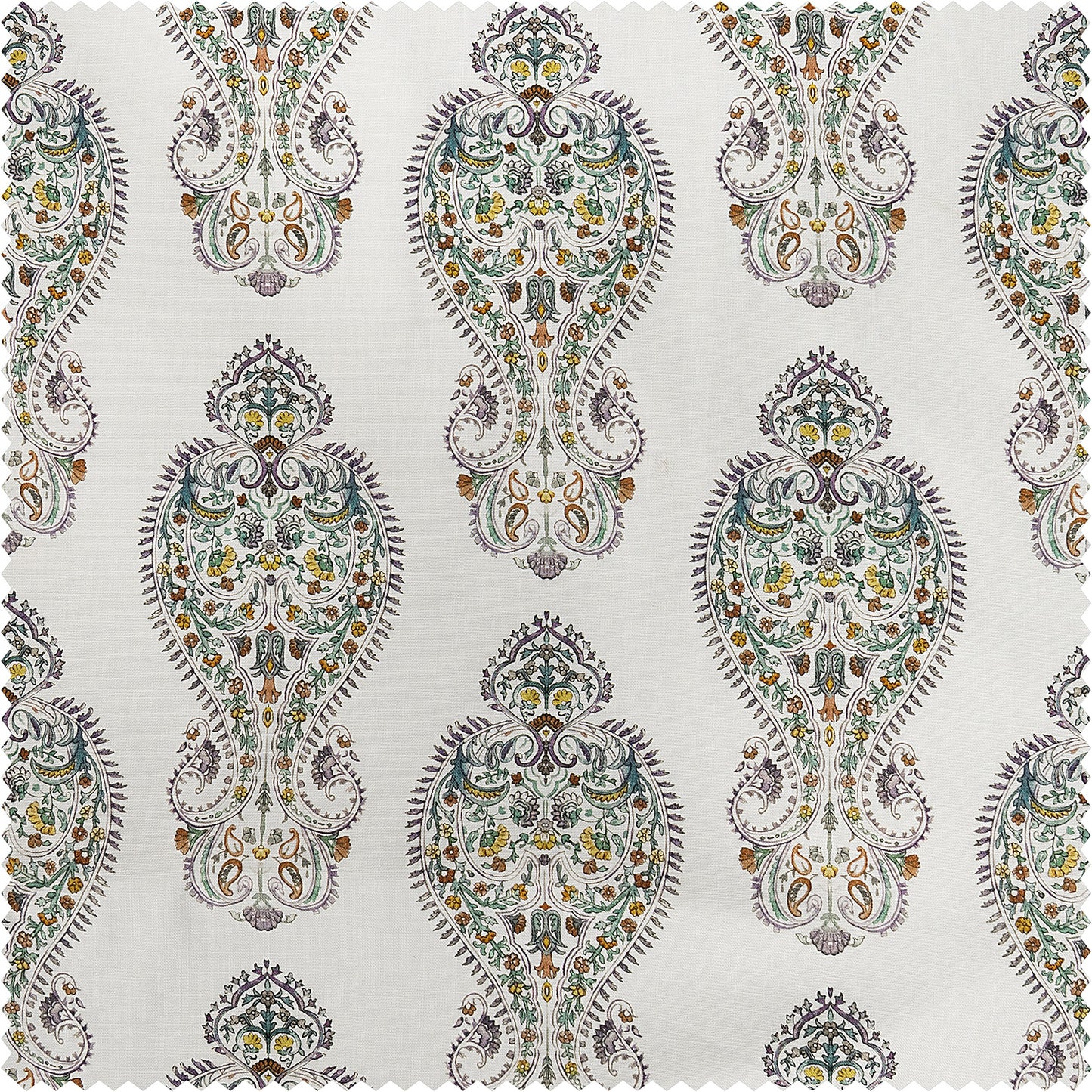 Mughal Medallion Paisley Dune Cotton Textured Printed Fabric