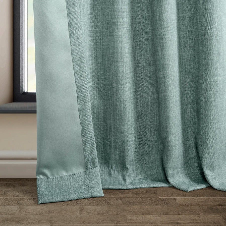 Sea Thistle French Pleat Textured Faux Linen Room Darkening Curtain - HalfPriceDrapes.com