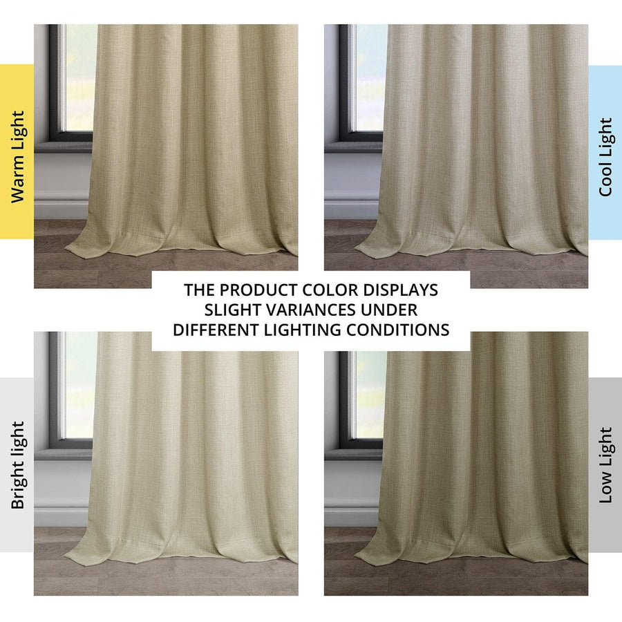 Thatched Tan French Pleat Textured Faux Linen Room Darkening Curtain - HalfPriceDrapes.com