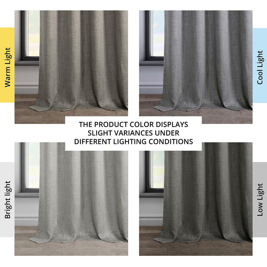 Blazer Grey French Pleat Textured Faux Linen Room Darkening Curtain - HalfPriceDrapes.com