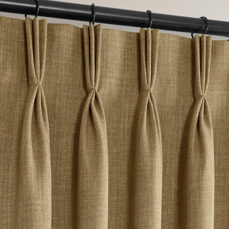 Butterscotch French Pleat Textured Faux Linen Room Darkening Curtain - HalfPriceDrapes.com
