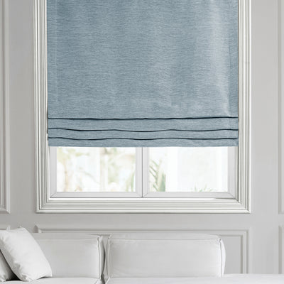 Gulf Blue Textured Bellino Roman Shade