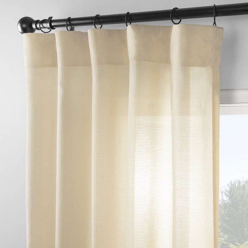 Ivory Rustic Linen Weave Light Filtering Curtain Pair (2 Panels)
