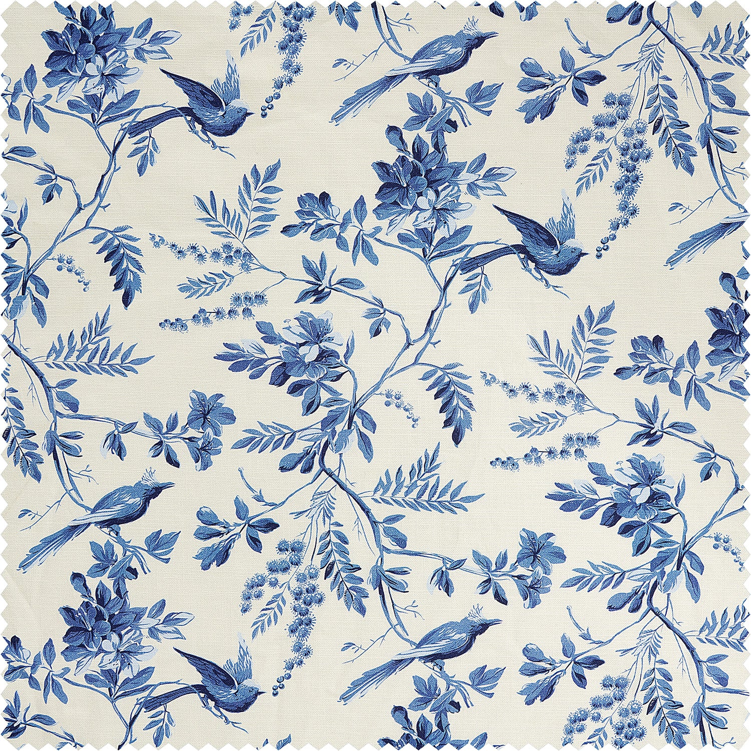 Blue Willow Arbor Floral Dune Cotton Textured Printed Fabric