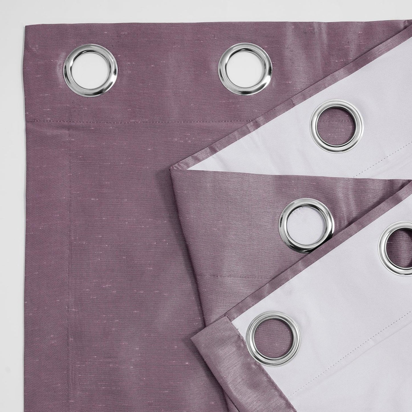 Smokey Plum Grommet Vintage Textured Faux Dupioni Silk Blackout Curtain - HalfPriceDrapes.com