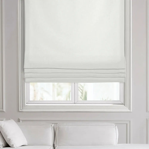 Crisp White French Linen Roman Shade