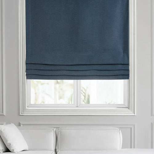 Wild Blue Bellino Textured Faux Linen Roman Shade