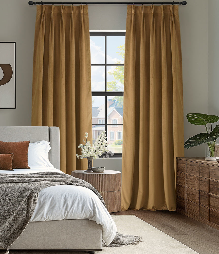 Amber Gold Signature Velvet Custom Curtain