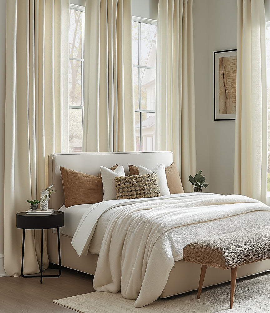 Ancient Ivory French Linen Custom Curtain