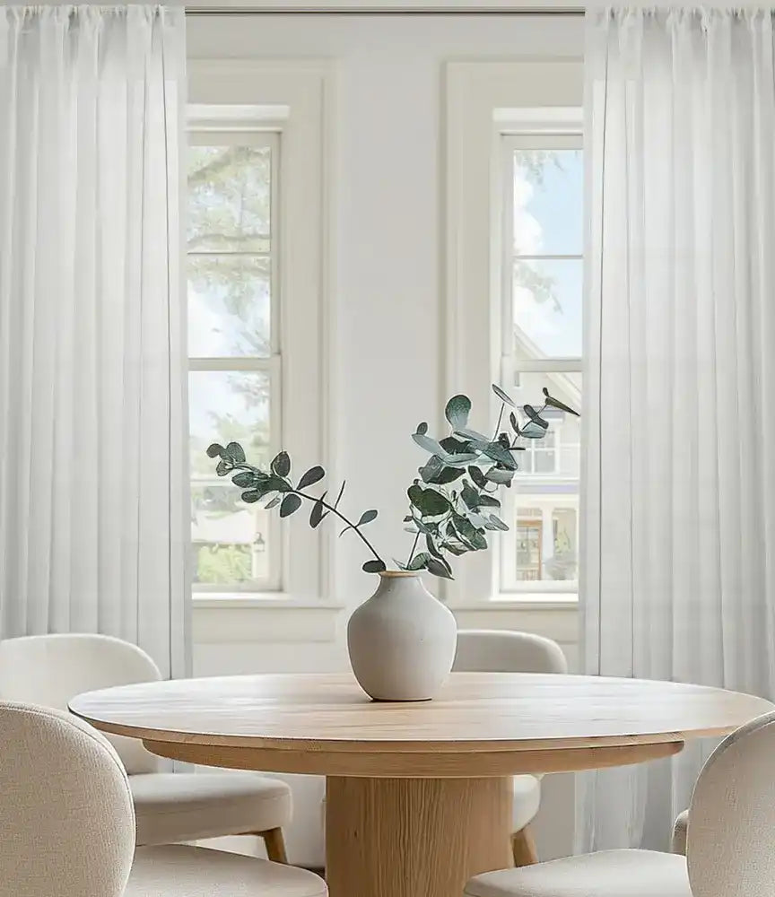 Aruba Cream Striped Linen Sheer Custom Curtain