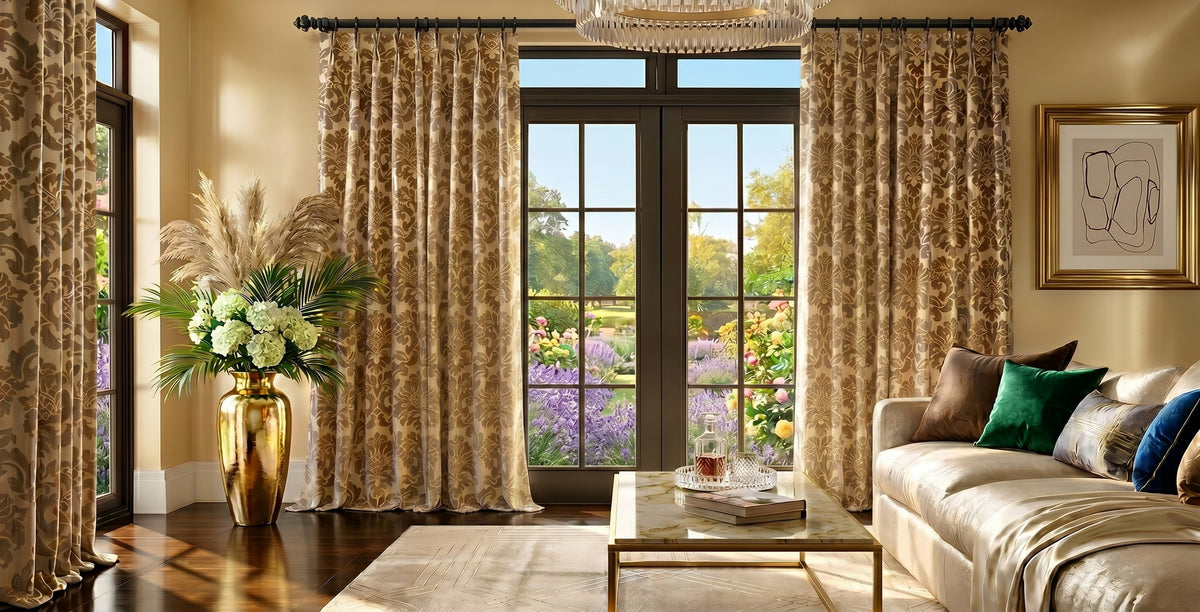 Custom extra wide curtains designed for large windows and expansive rooms.