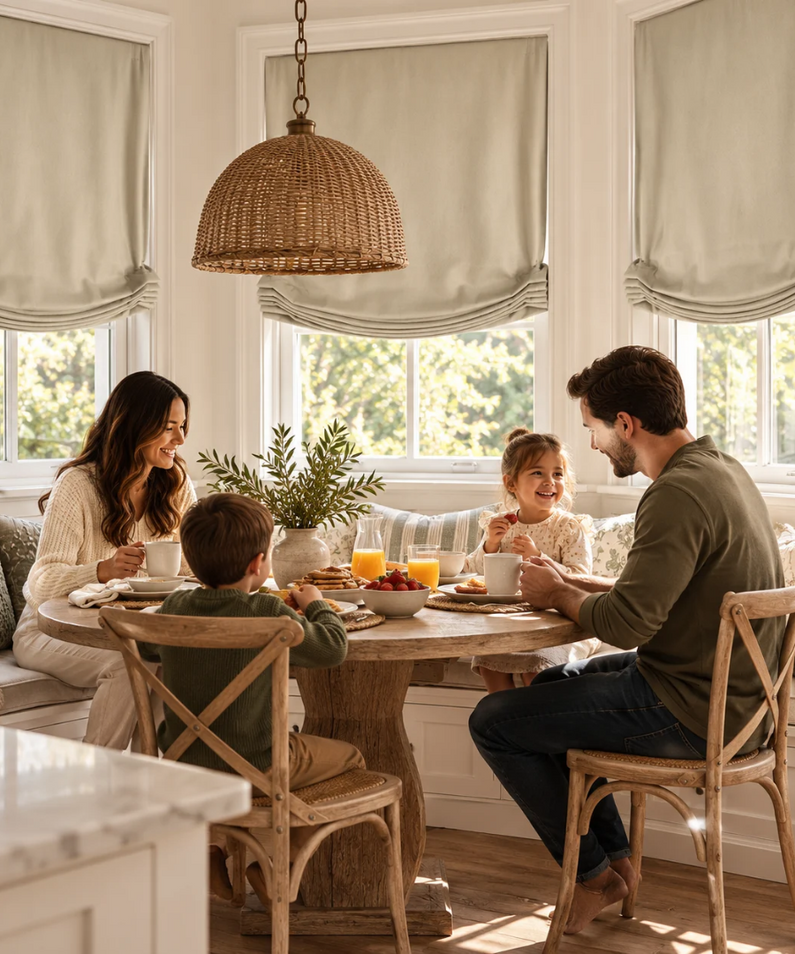 Au Lait Crème Heritage Plush Velvet Roman Shade