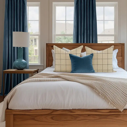 Avalon Blue Heritage Plush Velvet Custom Curtain