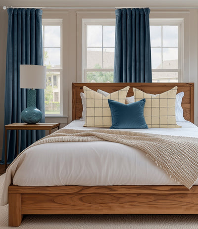 Avalon Blue Heritage Plush Velvet Custom Curtain