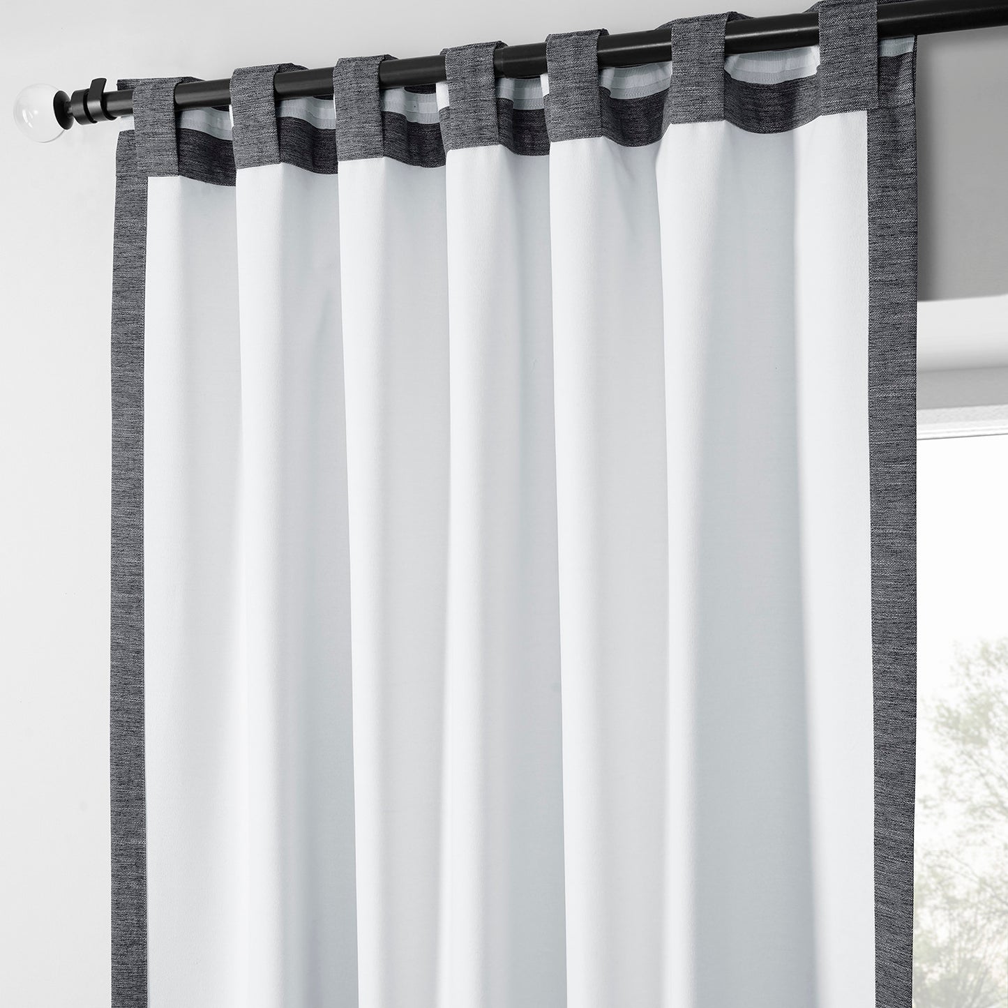Rustic Charcoal Boho Chic Faux Linen Blackout Curtain Pair (2 Panels)