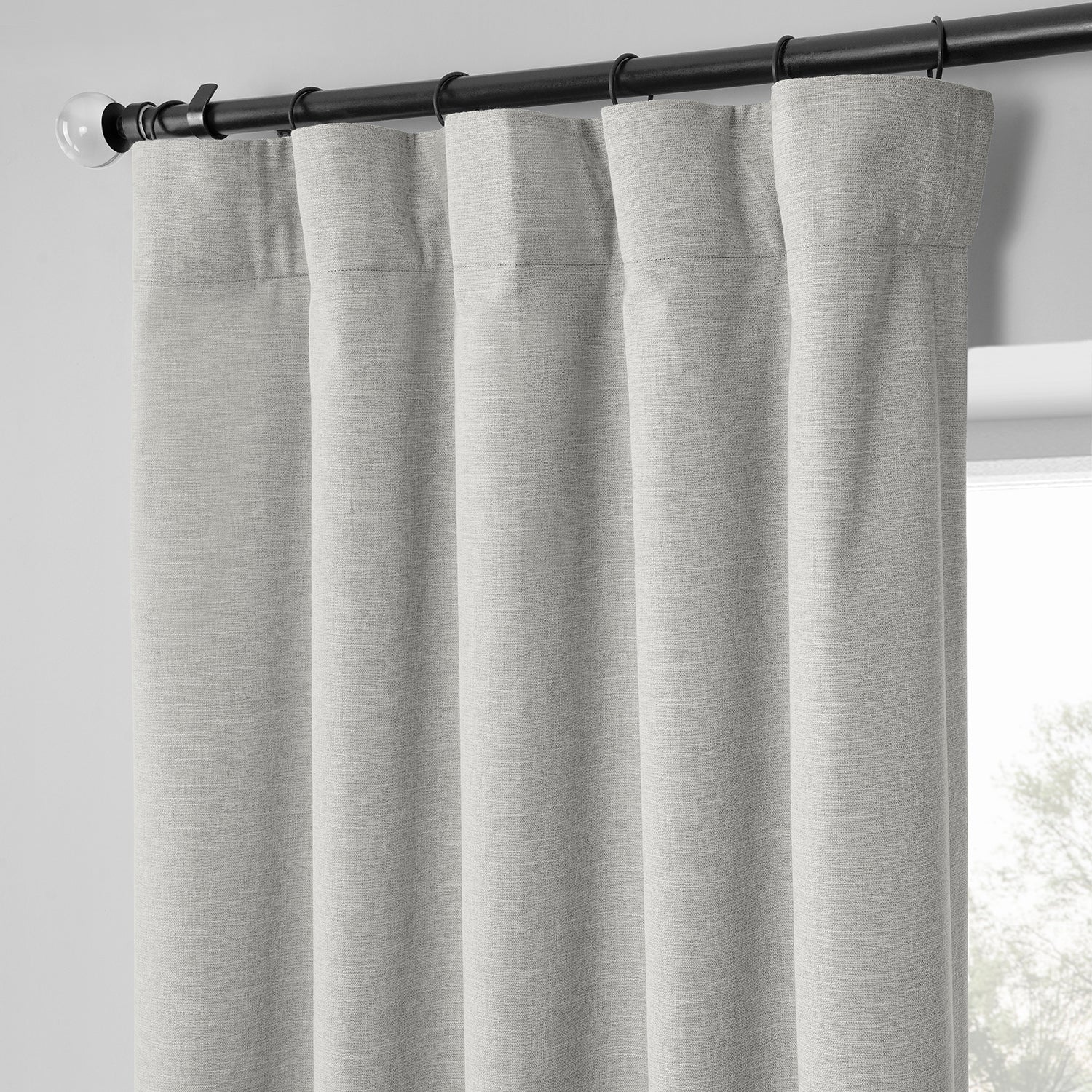 Farmhouse Birch Boho Chic Faux Linen Blackout Curtain Pair (2 Panels)