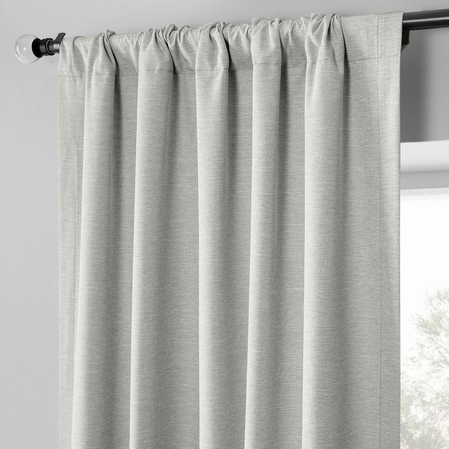 Farmhouse Birch Boho Chic Faux Linen Blackout Curtain Pair (2 Panels)