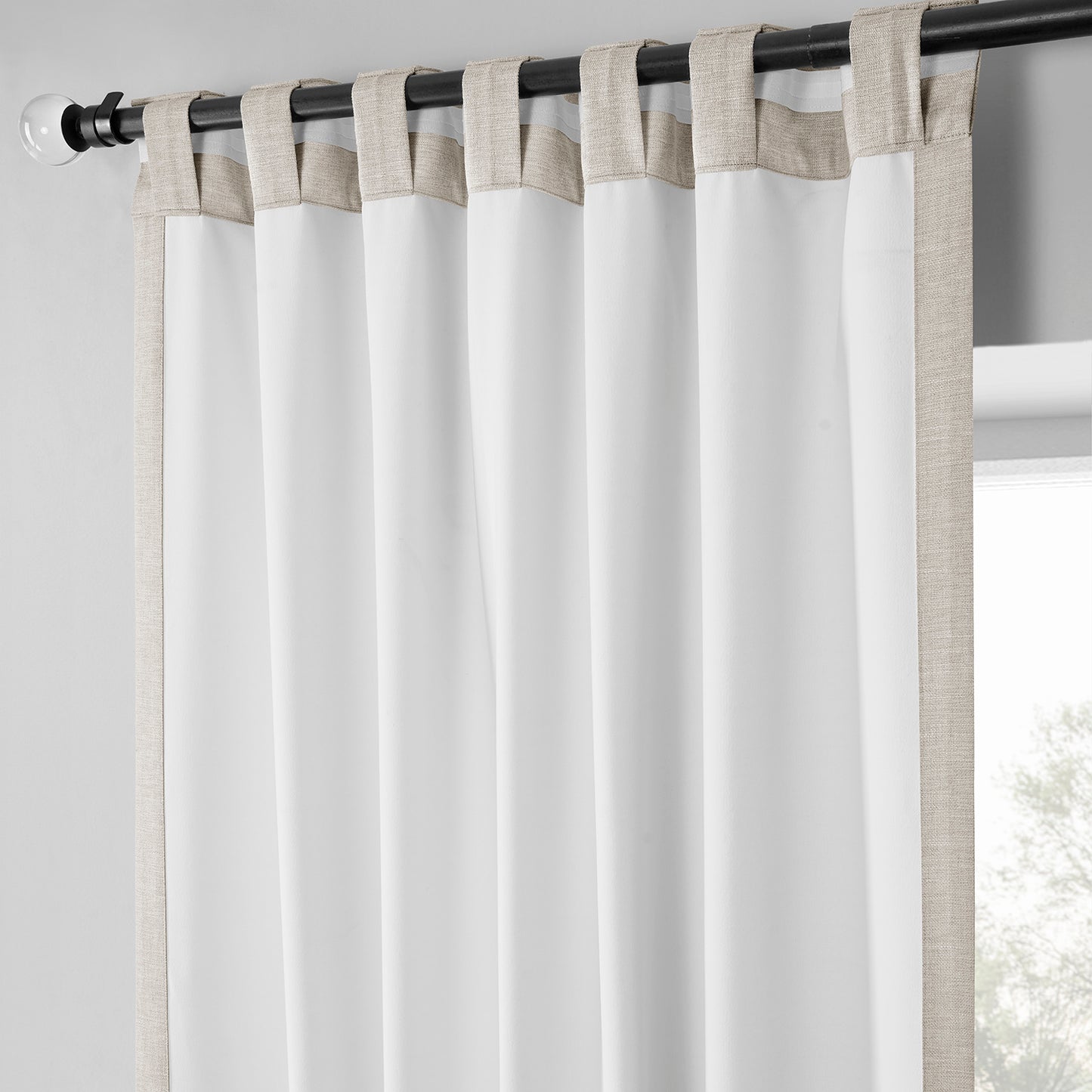 Coastal Beige Boho Chic Faux Linen Blackout Curtain Pair (2 Panels)