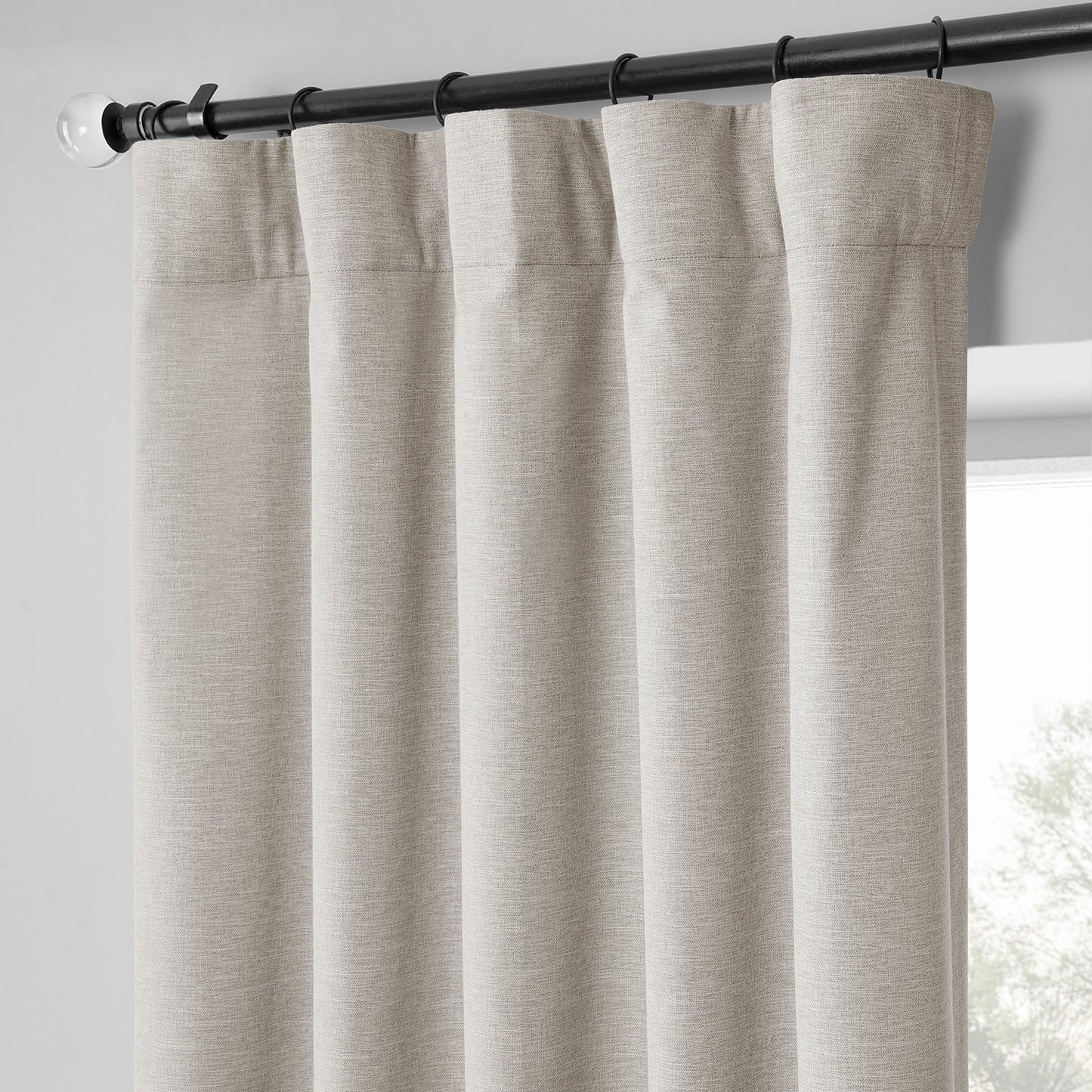 Coastal Beige Boho Chic Faux Linen Blackout Curtain Pair (2 Panels)