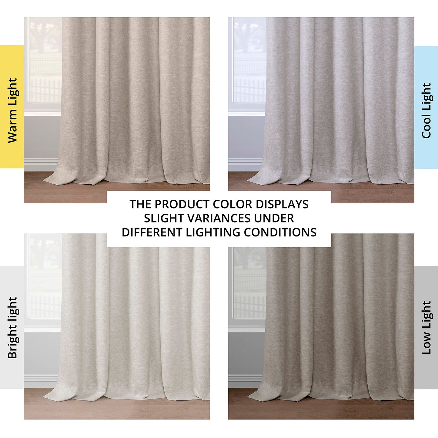 Coastal Beige Boho Chic Faux Linen Blackout Curtain Pair (2 Panels)