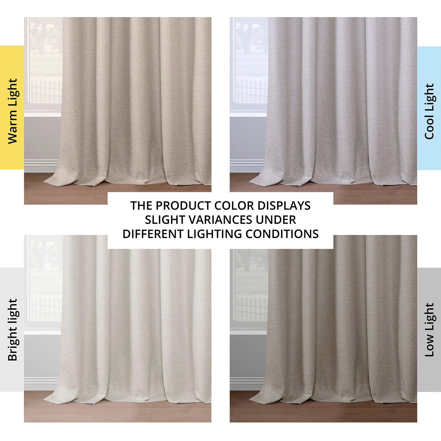 Coastal Beige Boho Chic Faux Linen Blackout Curtain Pair (2 Panels)