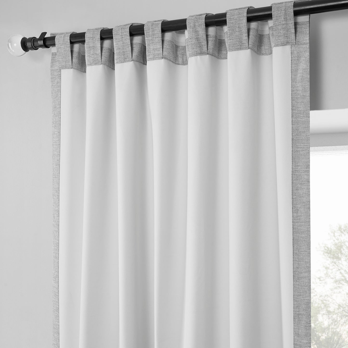 Modern Grey Boho Chic Faux Linen Blackout Curtain Pair (2 Panels)