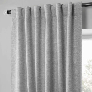 Modern Grey Boho Chic Faux Linen Blackout Curtain Pair (2 Panels)