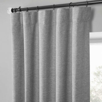 Modern Grey Boho Chic Faux Linen Blackout Curtain Pair (2 Panels)