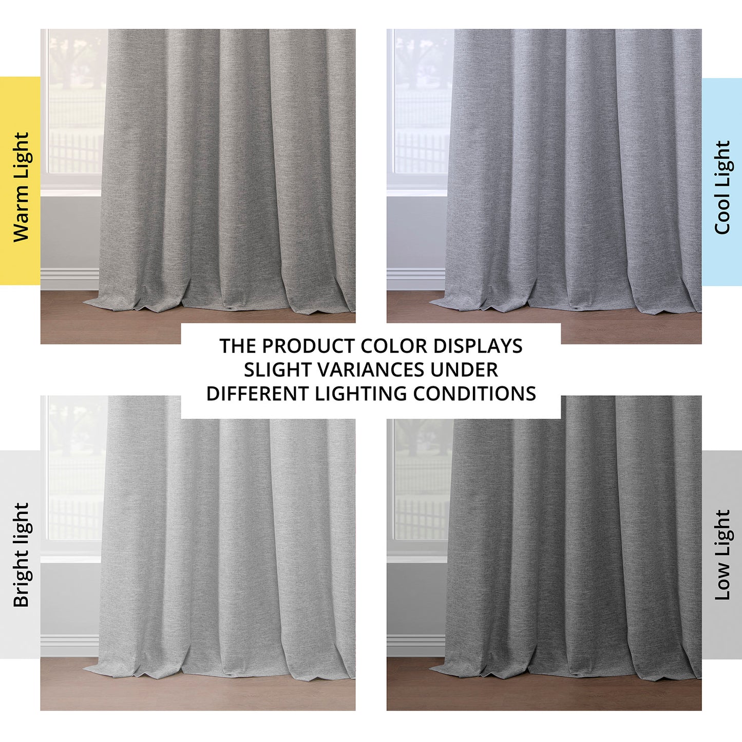 Modern Grey Boho Chic Faux Linen Blackout Curtain Pair (2 Panels)