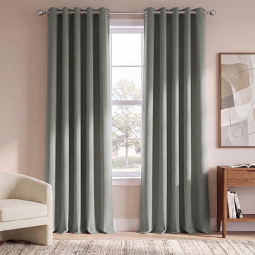 Neutral Grey Grommet Room Darkening Curtain