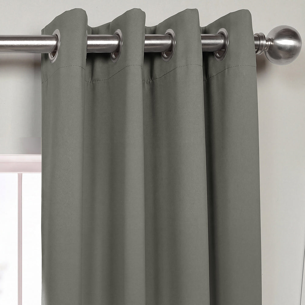 Neutral Grey Grommet Room Darkening Curtain