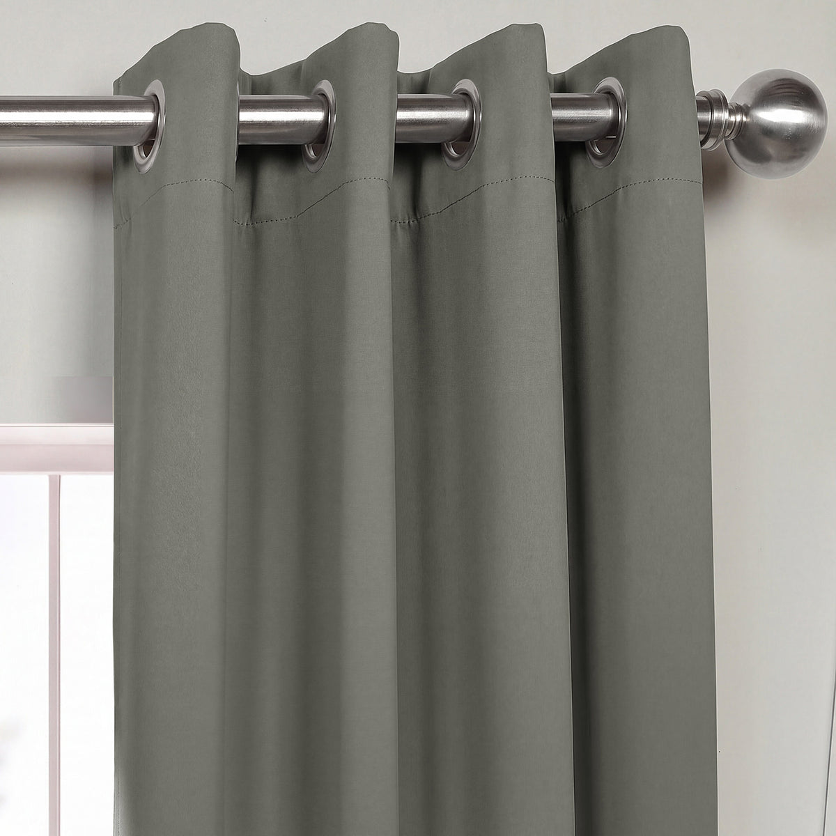 Neutral Grey Grommet Room Darkening Curtain