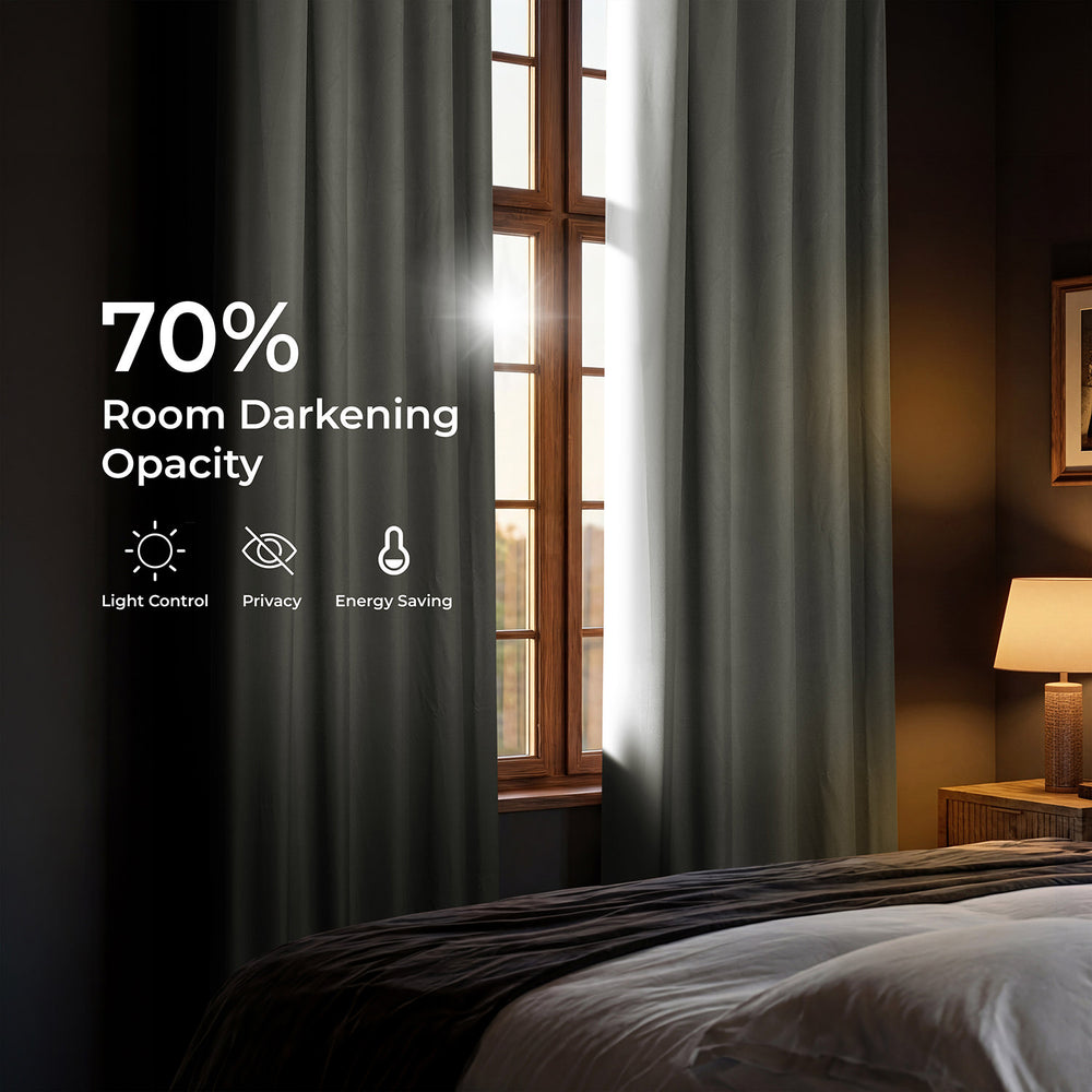Neutral Grey Grommet Room Darkening Curtain