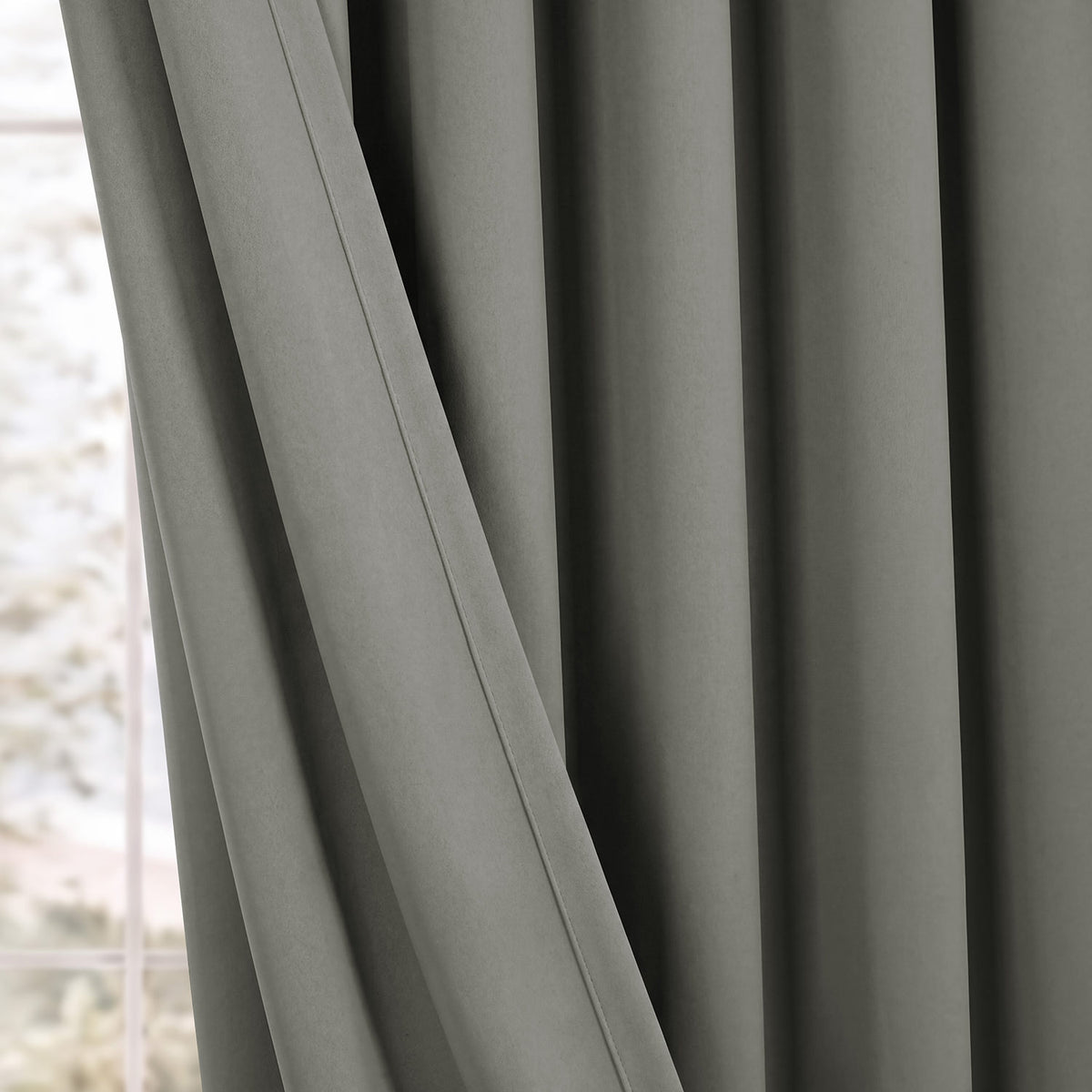 Neutral Grey Grommet Room Darkening Curtain