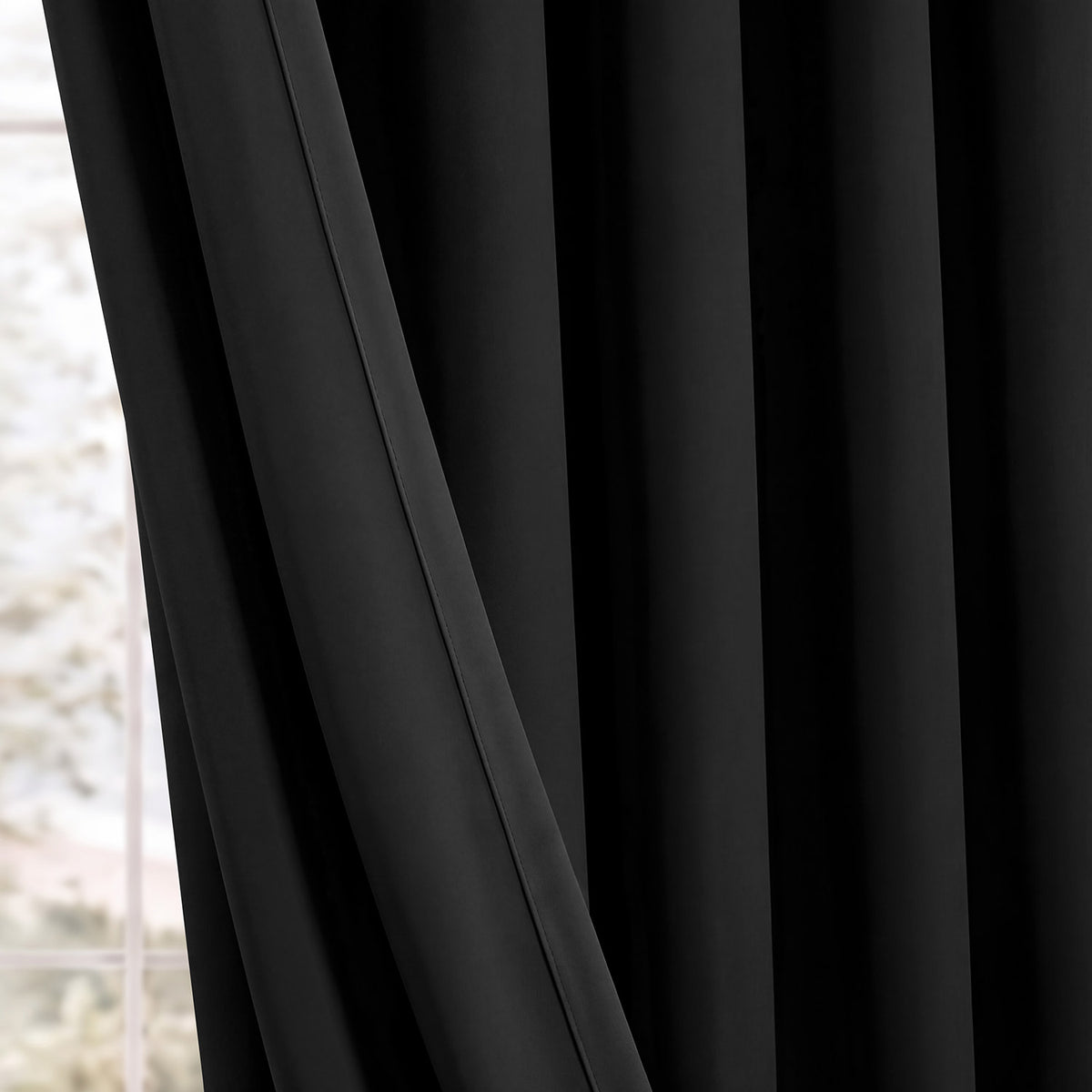 Jet Black Grommet Room Darkening Curtain