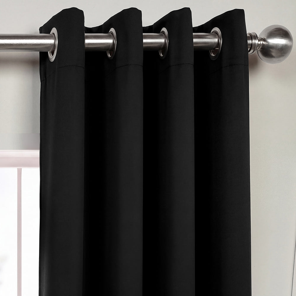 Jet Black Grommet Room Darkening Curtain