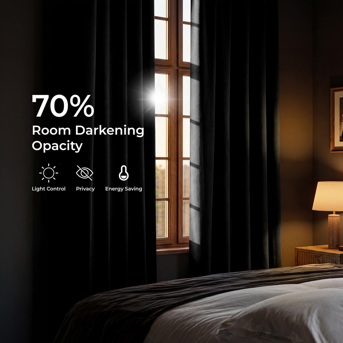 Jet Black Room Darkening Curtain