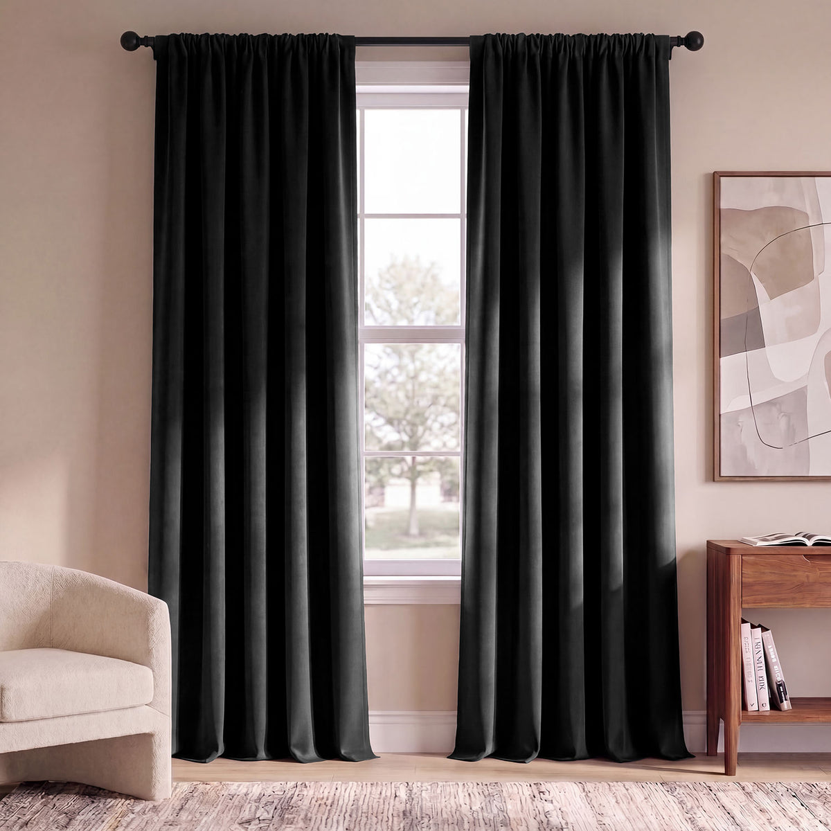 Jet Black Room Darkening Curtain